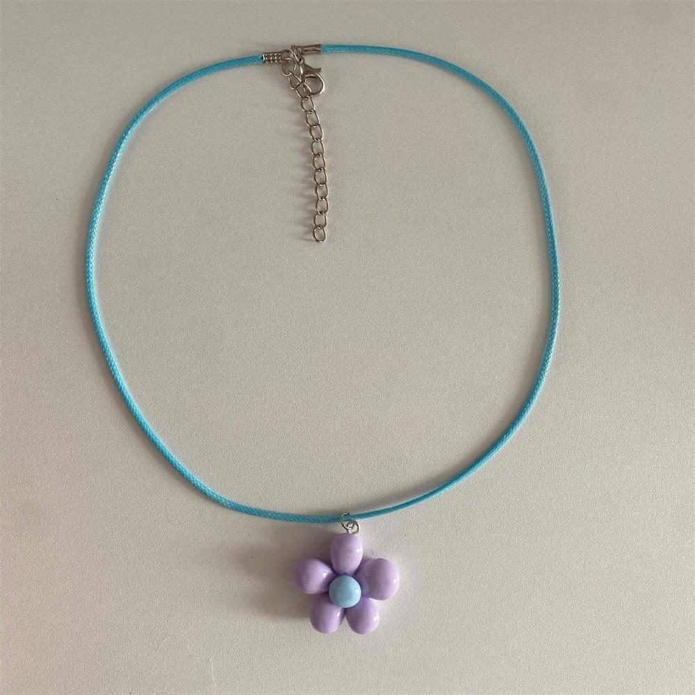 

Colorful Flower Necklace Floral Rope Choker Daily Statement Necklace Perfect Gift Style E