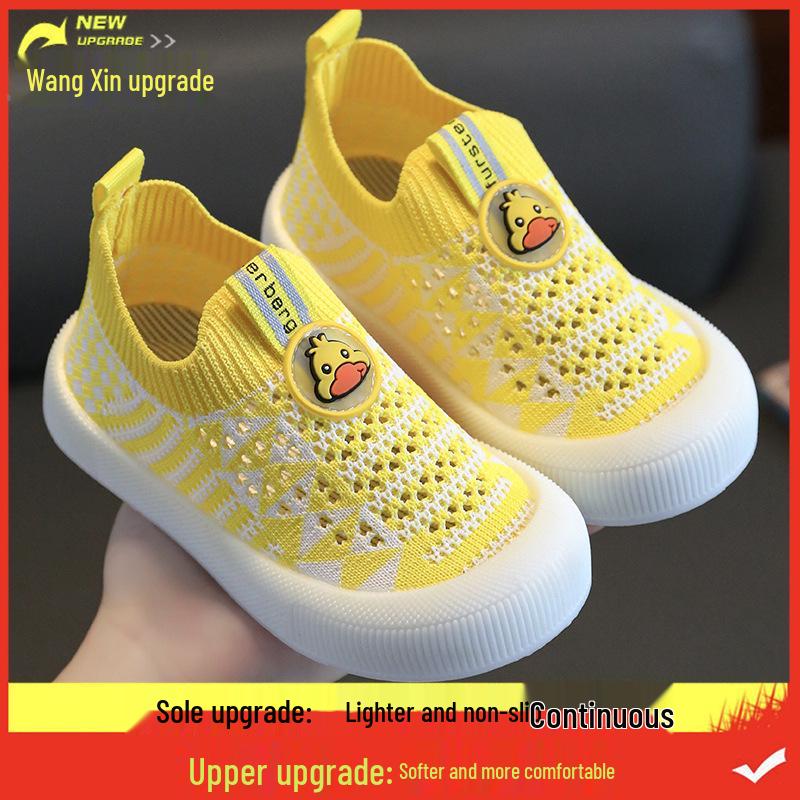 Hohle atmungsaktive Mesh Flyknit Slip-On Schuhe für Kinder - Rutschfeste weiche Sohle, lässige Babyschuhe