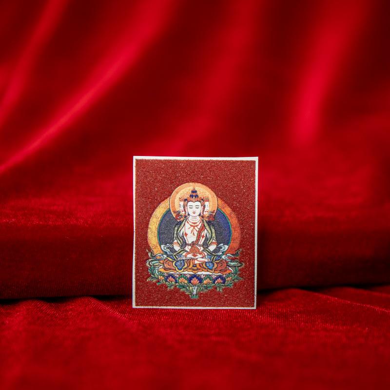 Tibetan Eight Protectors Cinnabar Mineral Sand Thangka Painting Core 4X5 - Birth Year Buddha