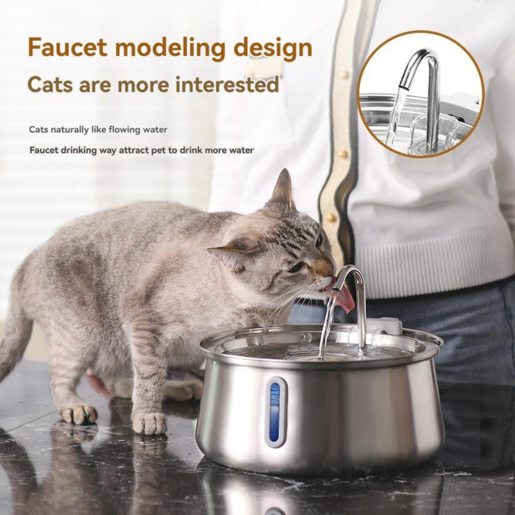 Cat Fountain Stainless Steel Pet Water Feeder 4L Large Capacity Automatic Pet Water Dispenser Multi-layer Filtration Water Bowl