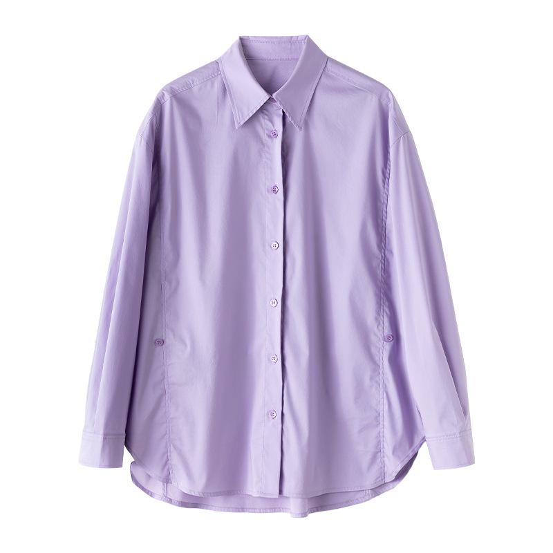 Xin Ge Women's Spring Slimming Long-Sleeve Anti-Wrinkle Waist-Cinching Shirt