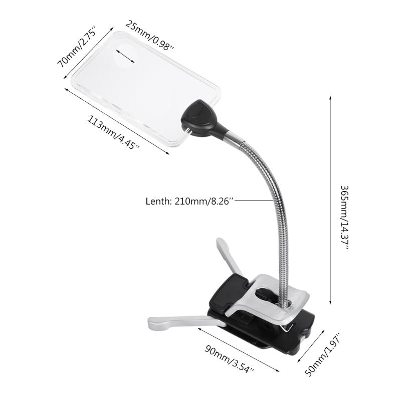 Pro Flexible Hands Free LED Magnifying Glass Desk Lamp Bright LED Illuminated Magnifier with Clamp for Reading