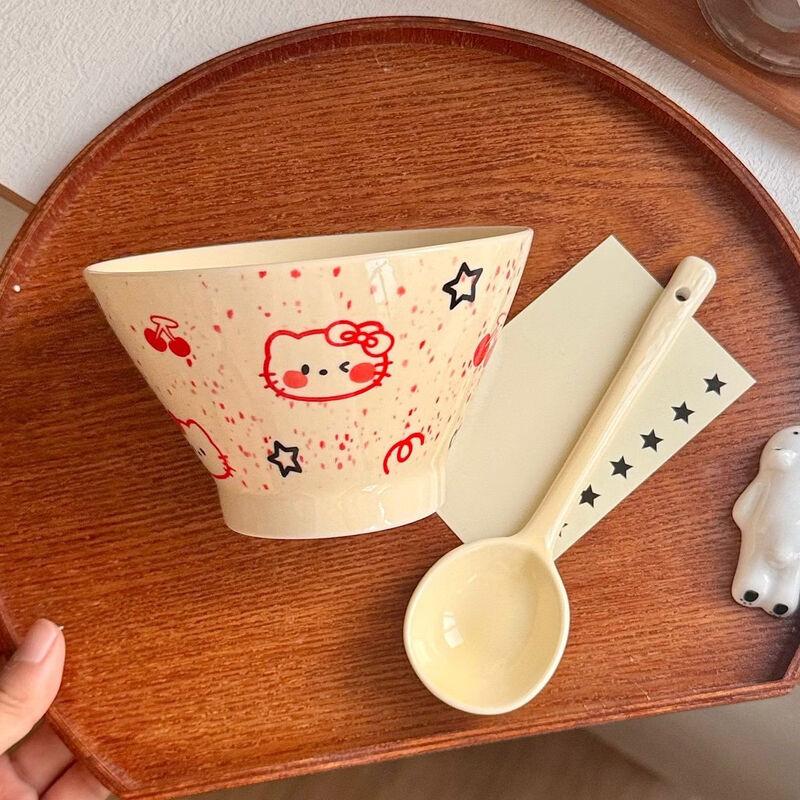 ZISIZ Cherry Cat Ceramic Douli Bowl Set