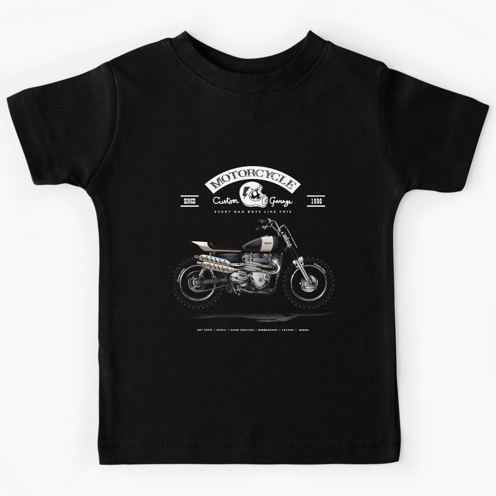 Motorcycle clothing, motorbike custom garage. Kids T-Shirt 100