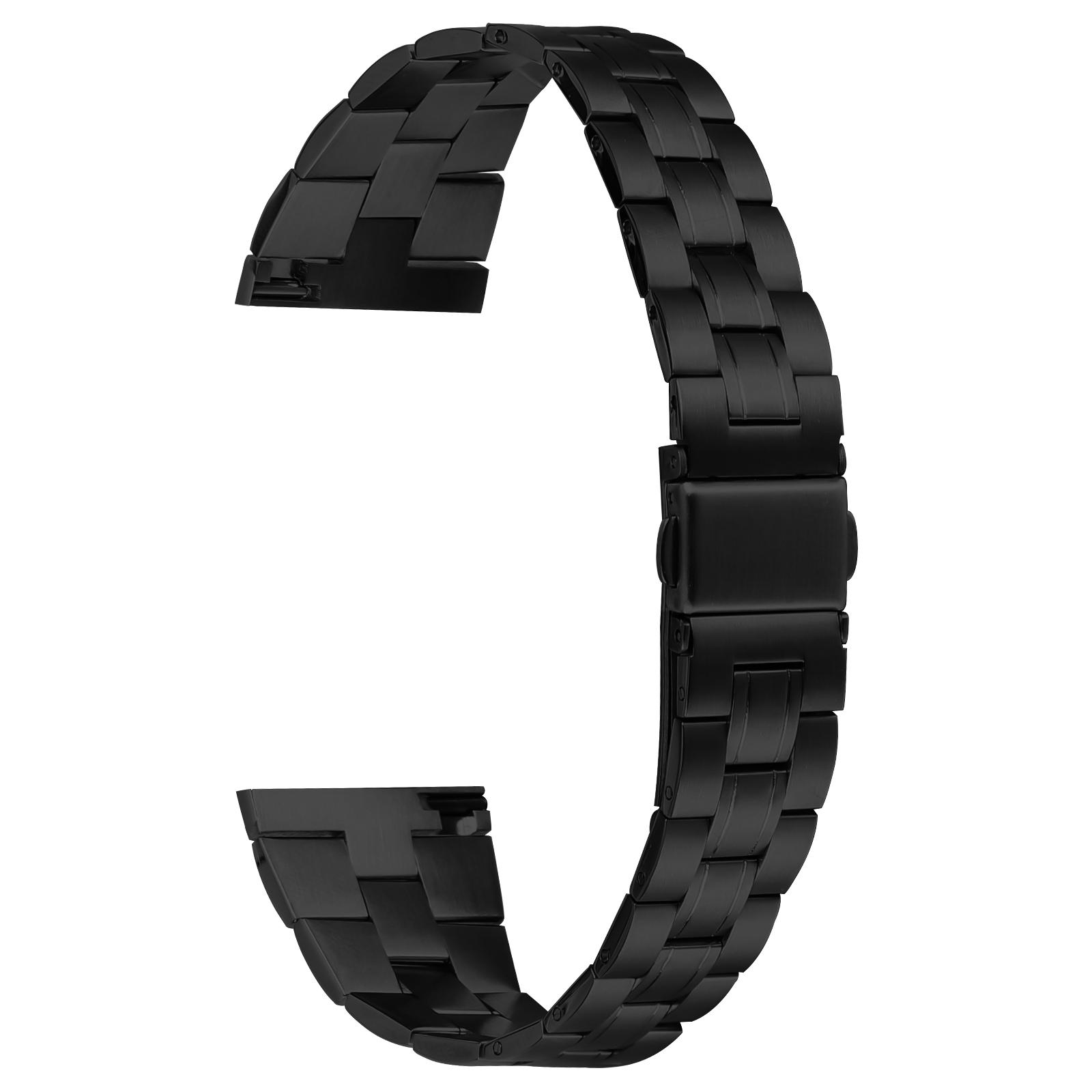 

For TicWatch GTX Stylish Replacement Strap Three-Bead Stainless Steel Watch Band Black