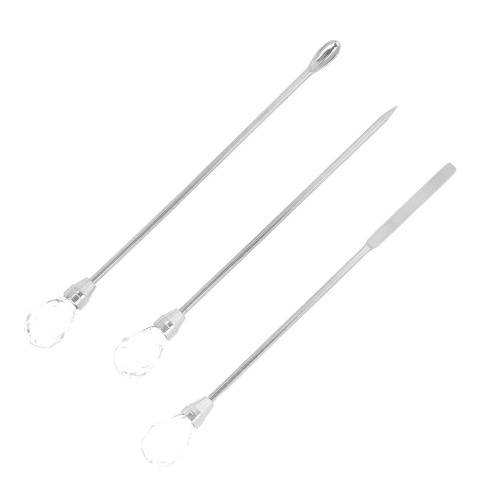 3Pcs Professional Nail Art Stirring Rod Spatula Set Stainless Steel Needle Stick Nail Tools