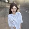 Heavyweight Pure Cotton American Embroidered White Short-sleeve T-shirt for Women, New Design Niche Summer Loose Top
