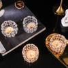 Glass Tealight Candle Holder Ornament Iron Glass Candle Holder Table Centerpiece for Party Wedding Bedroom Anniversary Gift