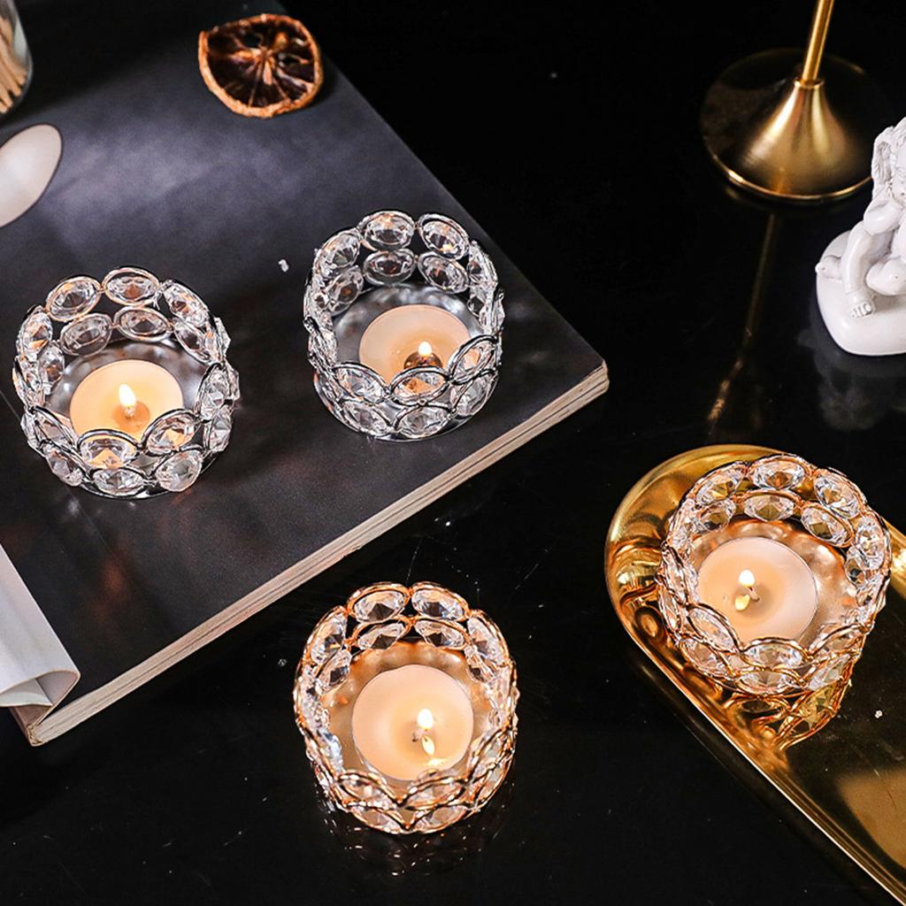 Glass Tealight Candle Holder Ornament Iron Glass Candle Holder Table Centerpiece for Party Wedding Bedroom Anniversary Gift