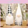 Figurine Christmas Santa Black White Checkered Fabric Tree Decoration Mantel