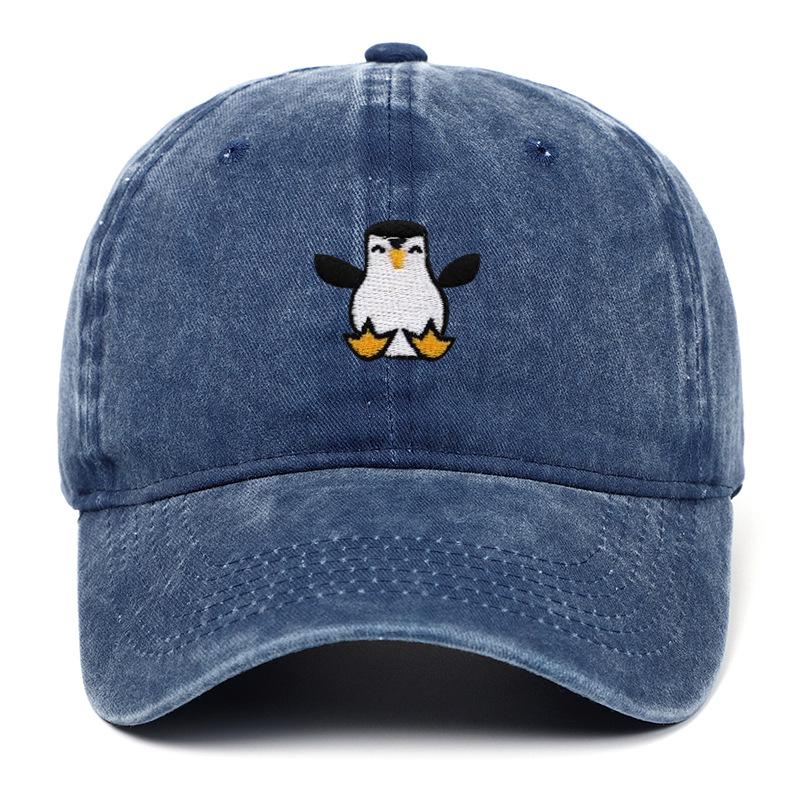 Vyšívaná tučňáčí baseballová čepice - Unisex Retro měkký kšilt Sluneční klobouk