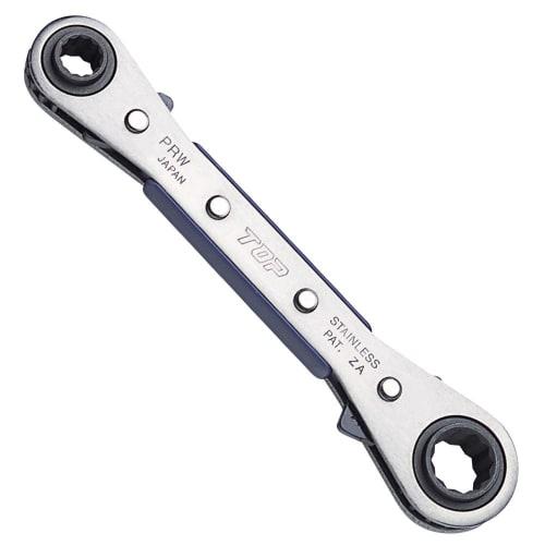 TOP Industrial (TOP) 4-Size Plate Ratchet Wrench, 13x14mm, 15x17mm, 20 Feed, 12-Point, Stainless Steel, PRW-5, Tsubame-Sanjo, Made In Japan