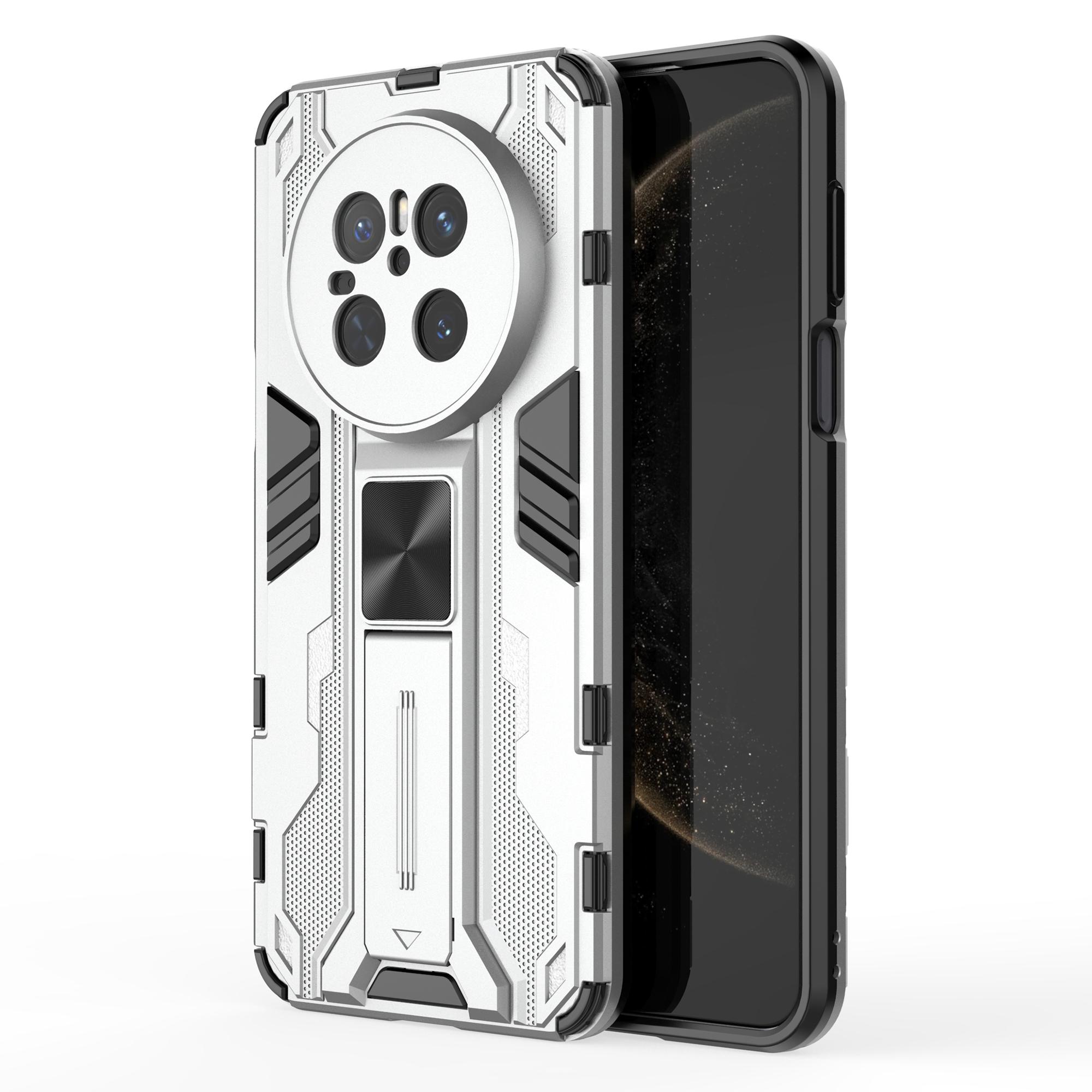 

For Huawei Mate 70 Case PC+TPU Shockproof Phone Cover with Kickstand Silver