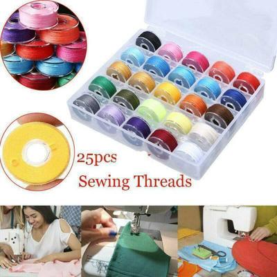 25pcs Bobbins Sewing Thread Spools With Plastic Case For Sewing Machine