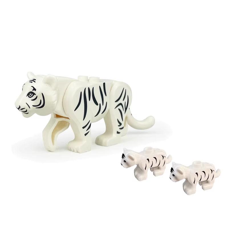 MOC Zwierzęta Zoo Klocki Słonie Tygrysy Słonie Małpy Łosie Niedźwiedzie Owce Wielbłąd Koń Krokodyl Lampart Mini Klocki DIY T11