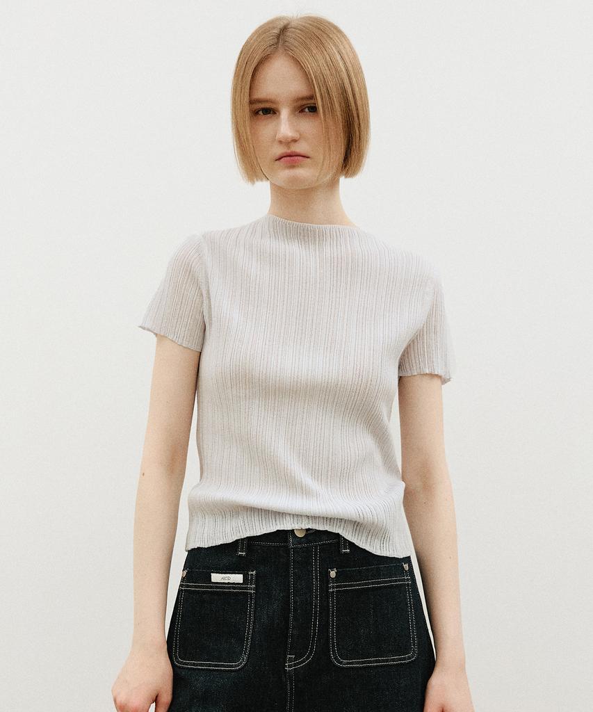 ARTID Cotton Rib Short Sleeve Knit_Light Grey