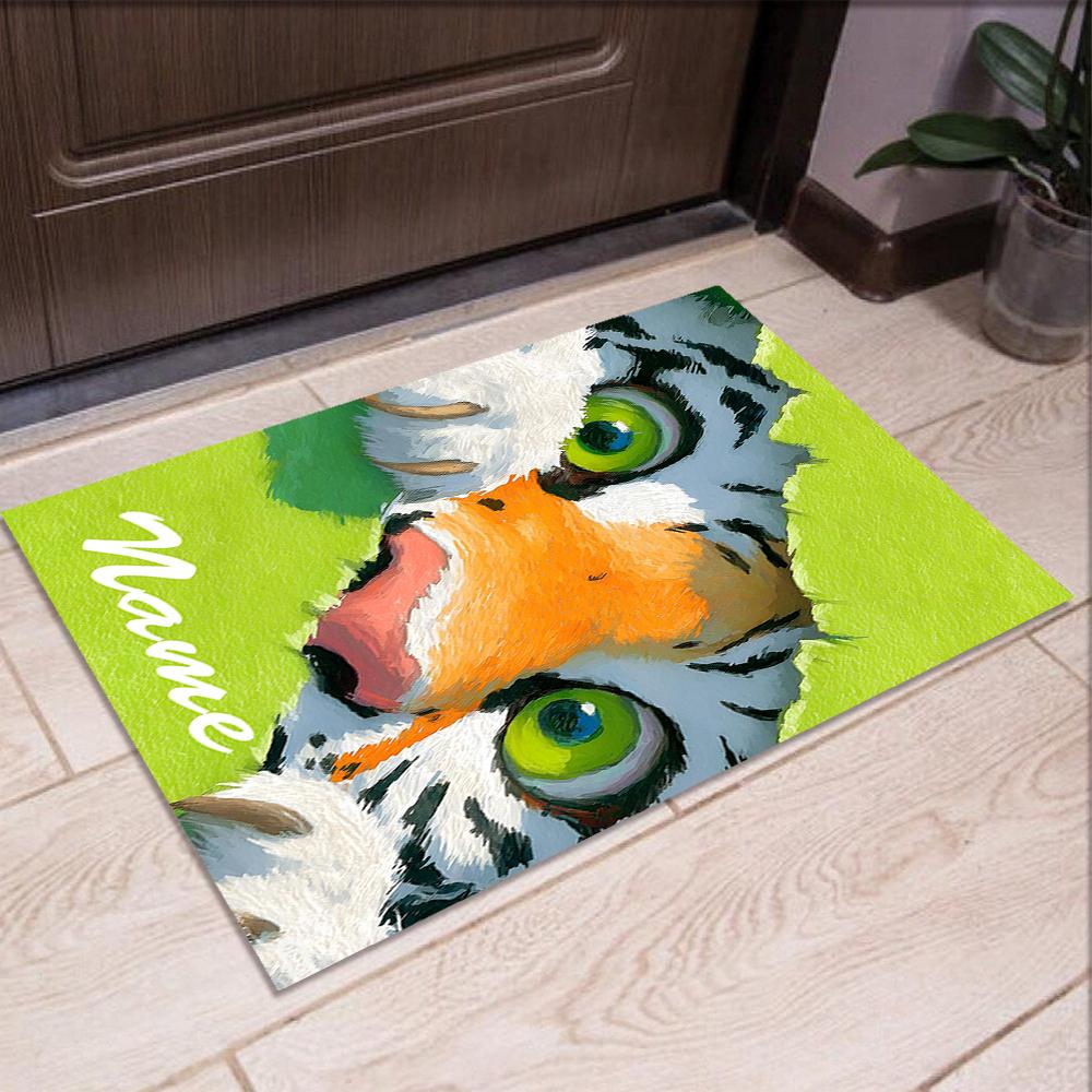 Custom Name Tiger Printed Carpet,Rug for Office Chair Living Room Bedroom Kitchen Room Decor Gifts.