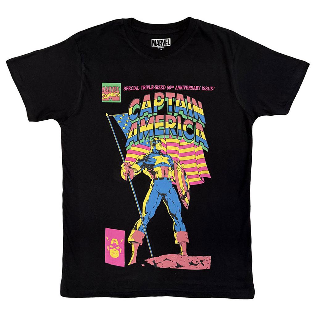 Marvel Comics Unisex Adult Captain America 50th Anniversary T-Shirt