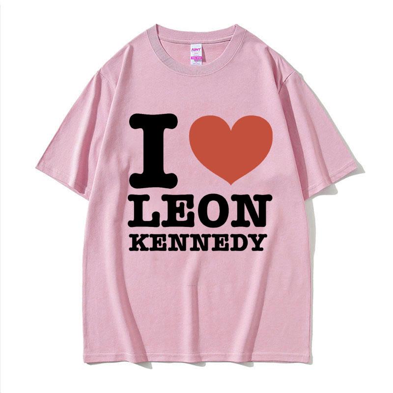 I Heart Leon Kennedy Potisk Trička Pánské Dámské Oblečení Móda Vintage Tričko Pánské Oversized Bavlna Krátký Rukáv Tričko Top