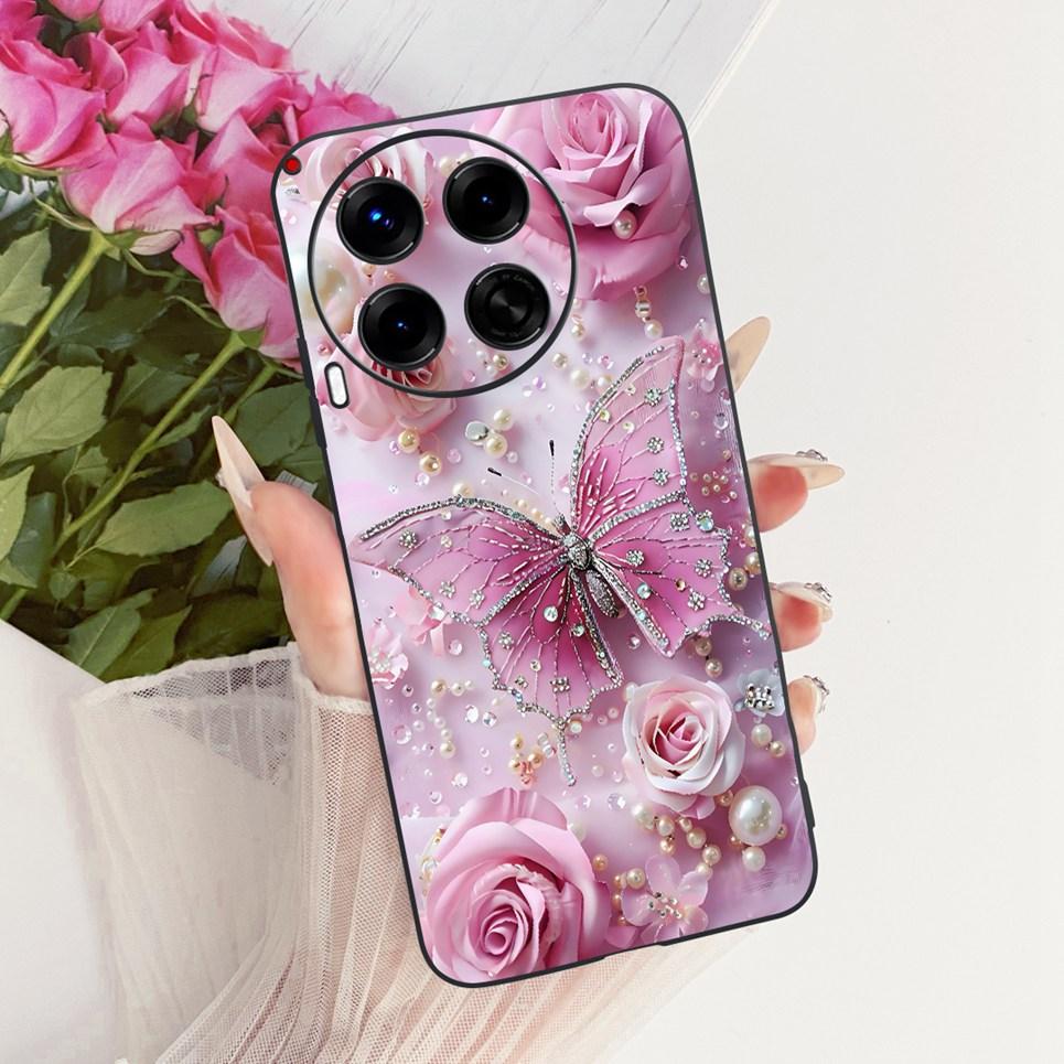 Luxury Flower Butterfly Bow Pattern Casing For Tecno Camon 30 30s Pro 30 Premier Back Cover Clear Soft Silicone Phone Case
