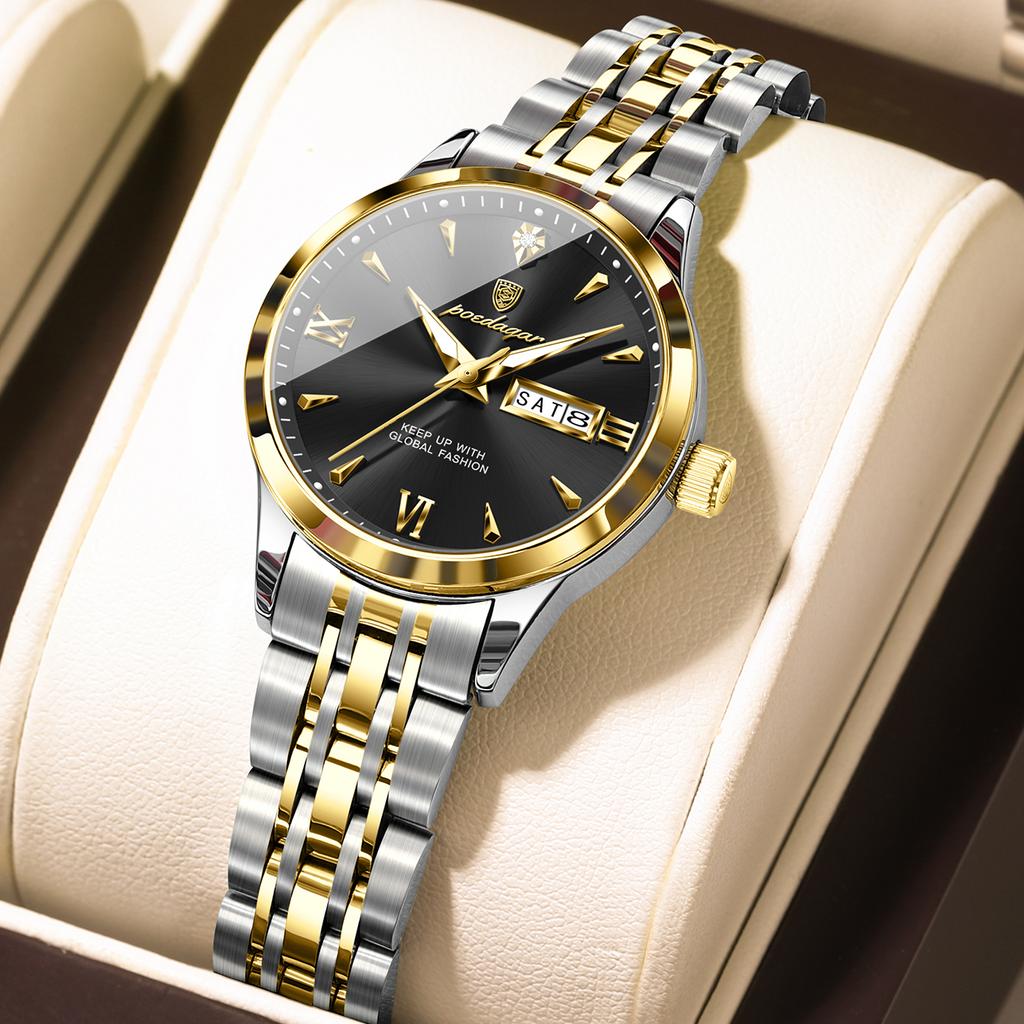 504 Luxury Alloy Case Stainless Steel Strap Waterproof Luminous Lady Watch