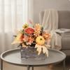 Flower Arrangement with Wooden Planter Box Rustic Artificial Flowers In Farmhouse