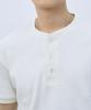 Atejeu Ribbed Henley Neck Short Sleeve T-Shirt [Ivory]