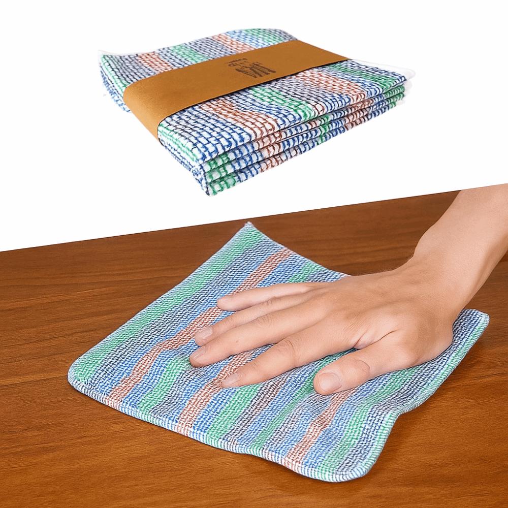 4PCS Soft Kitchen Towels Striped Pattern Scouring Pads Multifunctional Kitchen Rag  Kitchen Cleaning