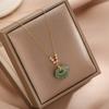Recommended Jewelry Peace Lock Necklace for Women, Hetian Jade Longevity Lock14K Gold-plated collarbone chain with Ruyi lock pendant