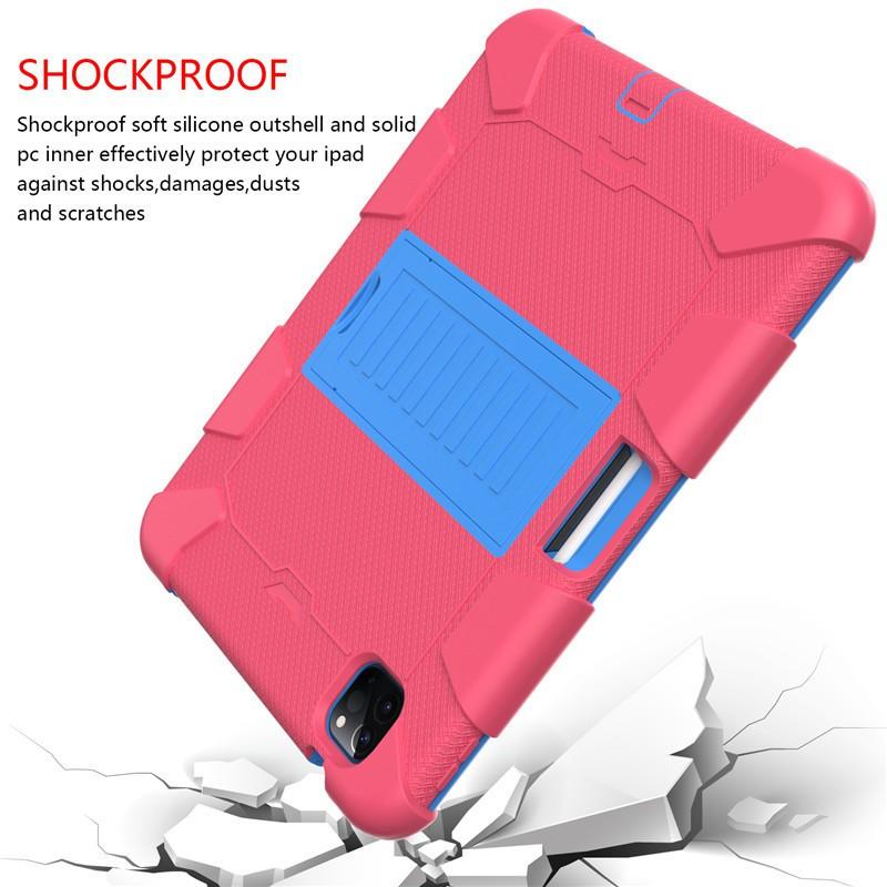Shockproof Silicone Case With Kickstand IPad Air 4 10.9 Inch 2020 Full Coverage Dual-Tone Design Sleep/Wake Support