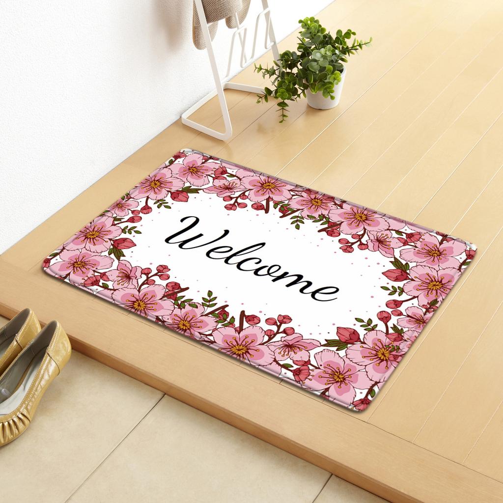 Flowers Household Door Mat Kitchen Absorbent Floor Mat Bathroom Non-Slip Mat Bedroom Living Room Carpet