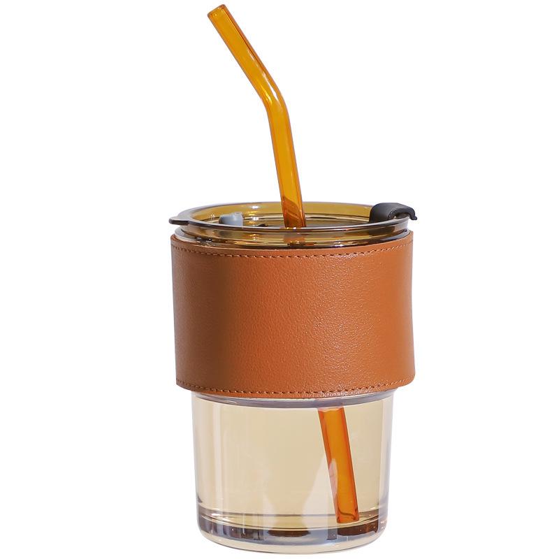 Individueller Bambus-Glasbecher mit Deckel und Strohhalm | Personalisierbares Logo und Design