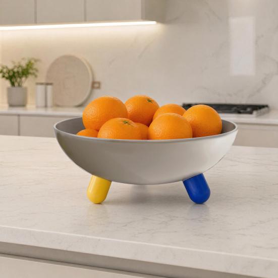 Frutero para encimera de cocina, Cesta de almacenamiento de plástico grande con soporte, Bol de servir multifuncional para centro de mesa de mesa de comedor