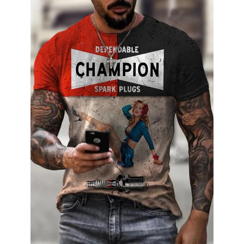 

Simple Versatile Printed Top Fashionable Round Neck Short Sleeve Loose T-Shirts Men’s 6XL