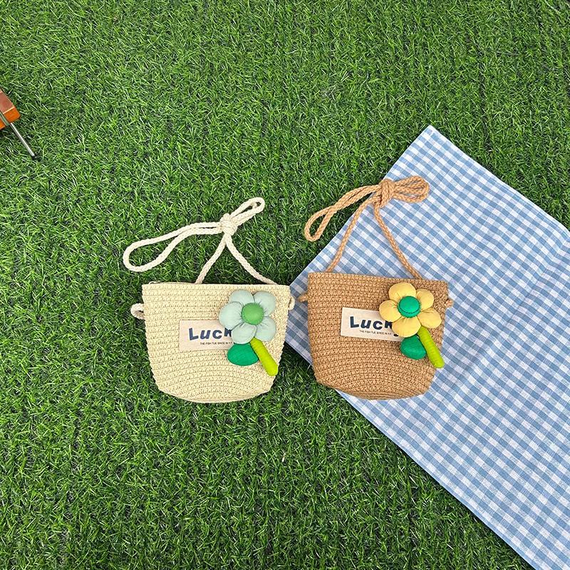 

Girl s Woven Bag Children s Crossbody Bag Flower Lucky Letter Kids Bag