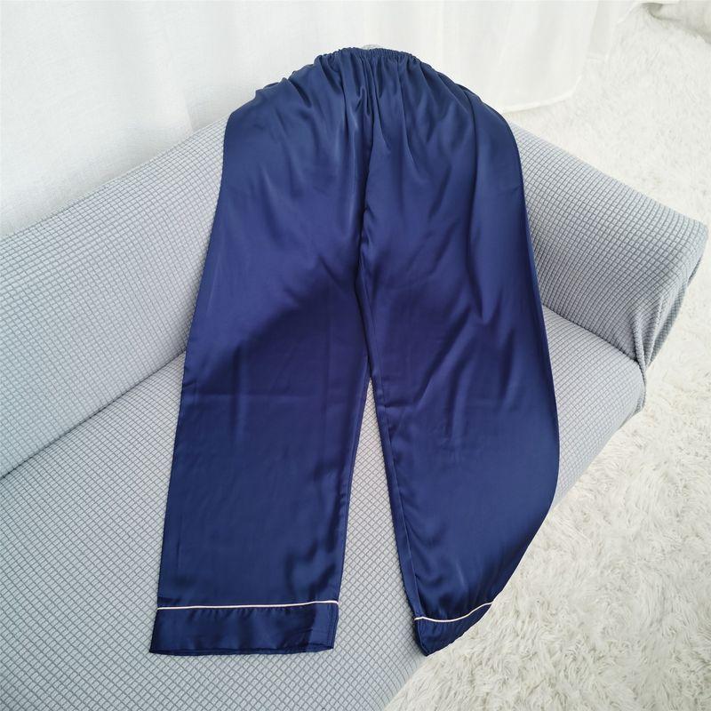 Silk Pajamas Men's Suit Summer Long sleeve Couple Thin Real Silk Homewear Spring and Autumn Men's Set