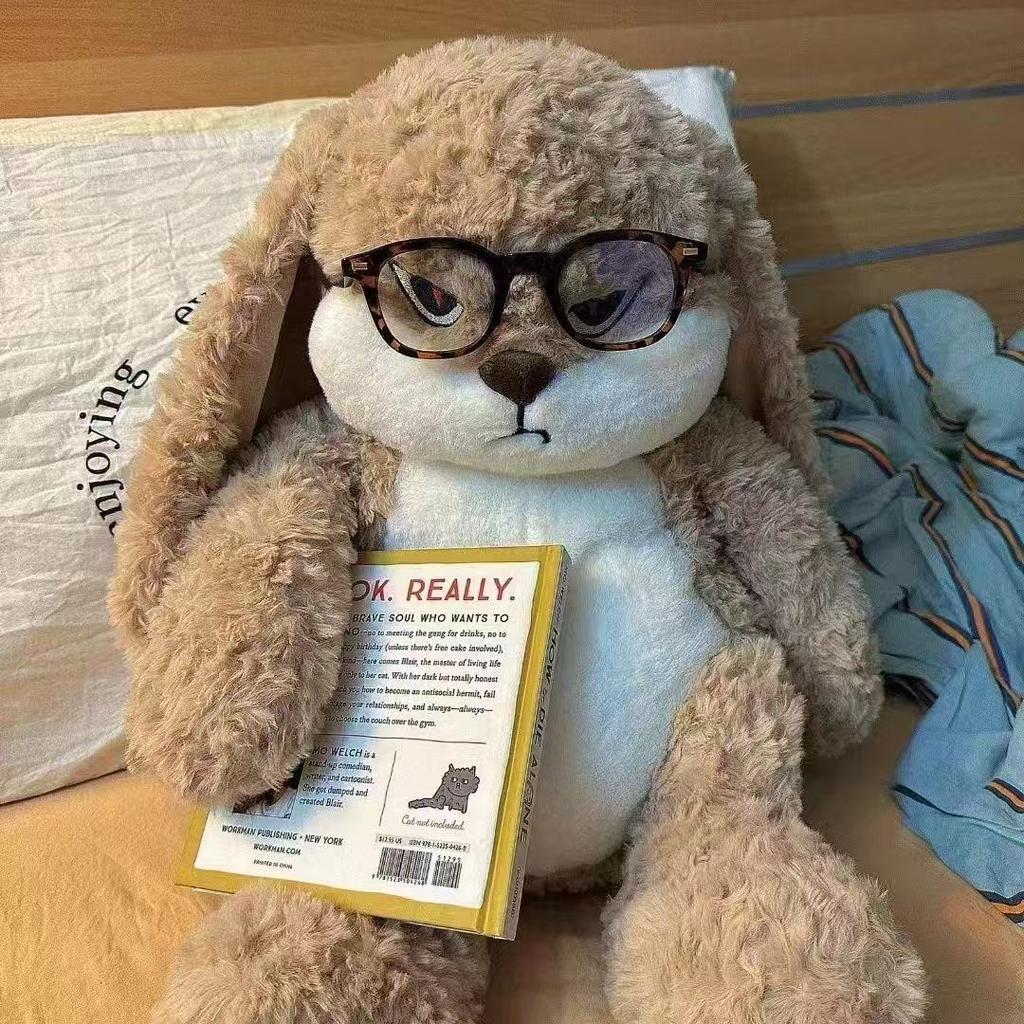 35cm Cute Angry Rabbit Plush Toy Soft Long Eared Stuffed Animal Doll Kids Birthday Gift Room Decor