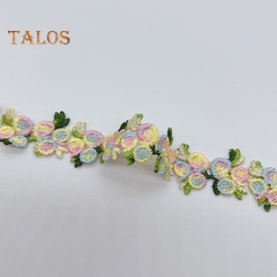 15 Yards Flower Lace Trim Ribbon Polyester Embroidered Lace Applique Strip Flower Lace Ribbon Sewing Fabric for DIY Crafts Wedding Decorations