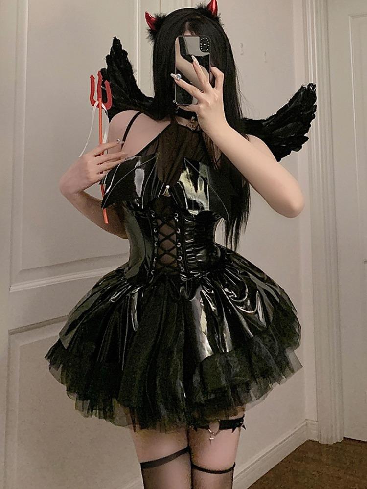 Open Anal Leather Lingerie Fishnet Underwear Sexy Crotchless Jumpsuit Push Up Bra Hollow Breast Exposed Bodysuit Exotic Catsuit