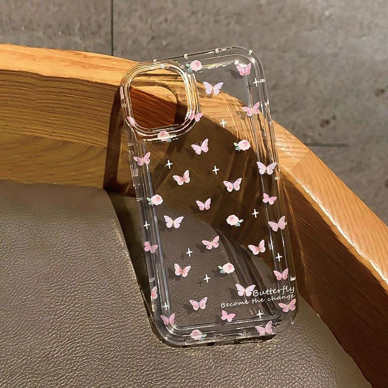 Butterfly Flower Is Suitable for Apple 15promax Mobile Phone Case iPhone14 Transparent 13pro Anti-drop Xsmax Soft 11.