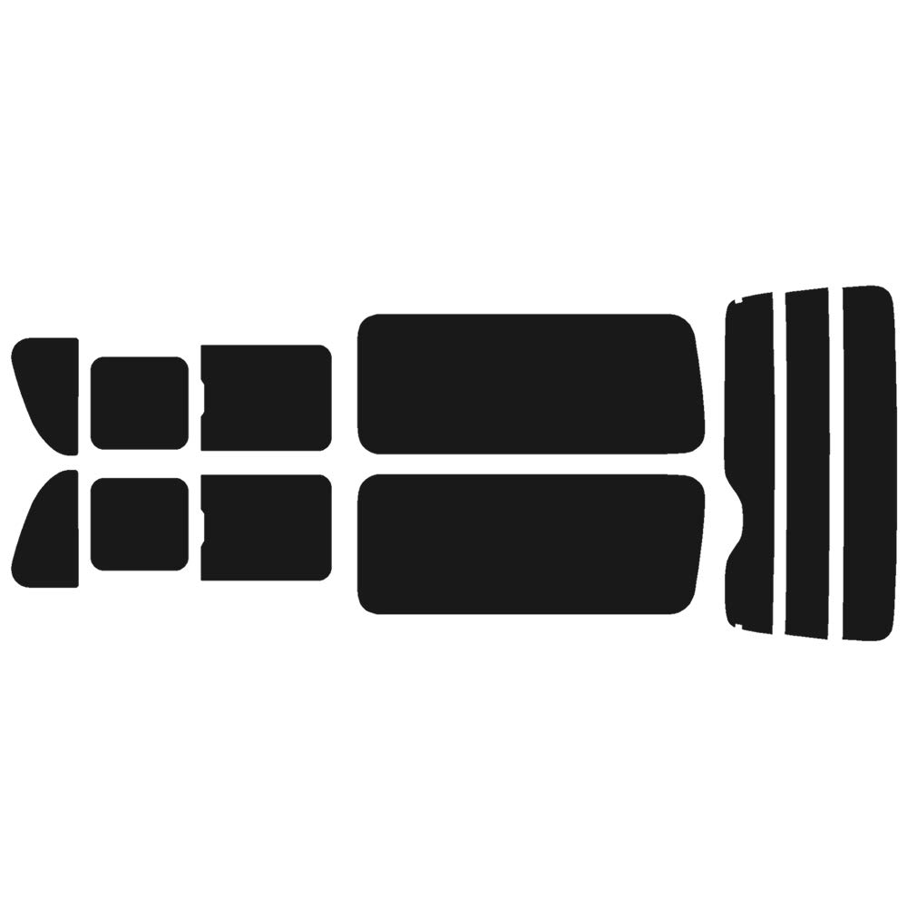 Velocity Rear View Film Set for Toyota Hiace 200 Series Vans with Dark Smoke (Long, Standard, 5-Door) Second-Row Tri-Part Windows,