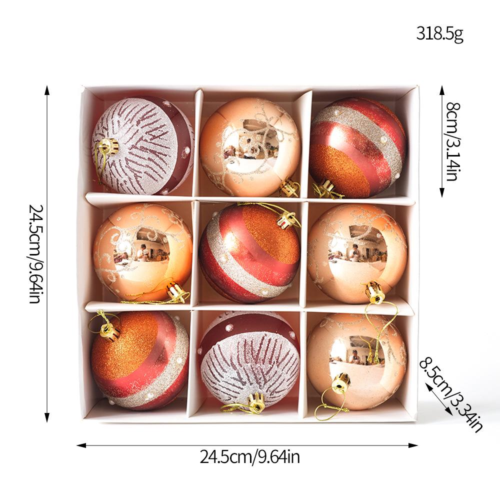 Christmas Tree Ornament Set: Nine Painted Macaron Candy Color Irregular Balls