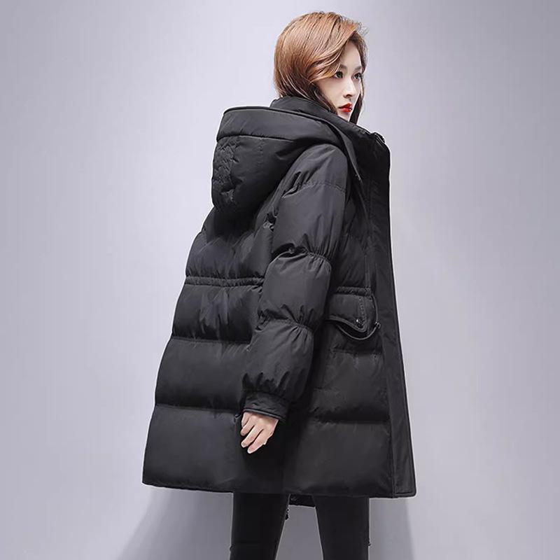 Women's Premium Composite Fabric White Duck Down Jacket with Bead Detailing, Thickened and Slim-Fit Design