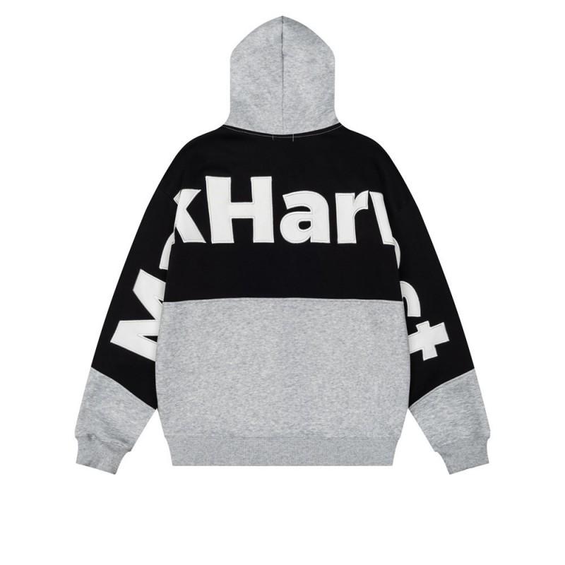 Designer Color Block Hoodie Mens Streetwear Letter Patch Embroidery Loose Zip Up Sweatshirt