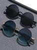 Individuality Anti-glare Sunglasses American Classic Metal Round Frame Sunglasses Punk Metal Wooden Leg Women's Sunglasses Men's Sunglasses