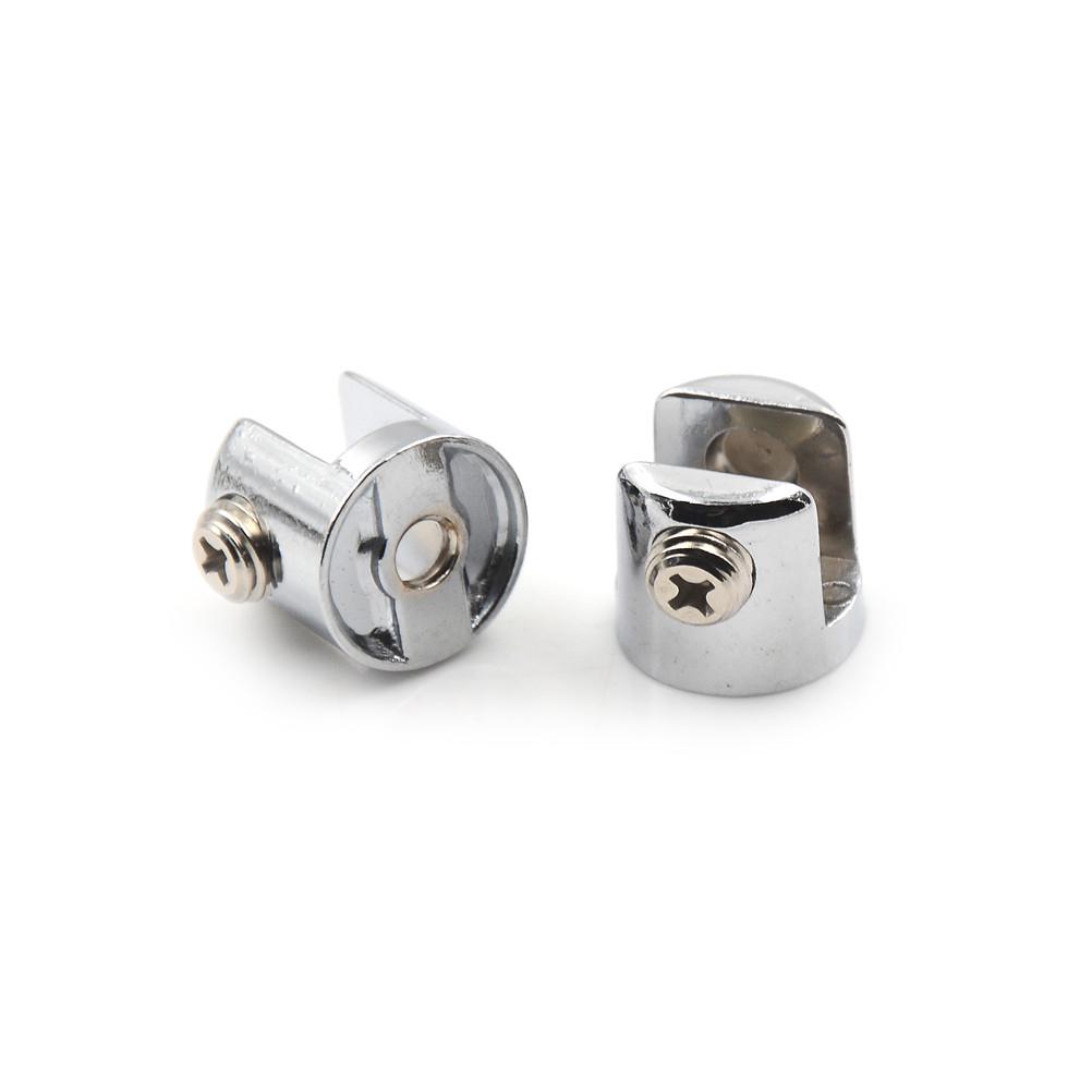 Round Base 6mm-8mm Glass Shelf Clip Clamp Holder Support Bracket 2pcs