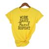 Work Save Travel Repeat Women T Shirt Short Sleeve Round Neck Travel Funny Streetwear Graphic Tees