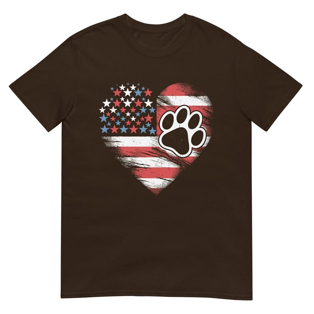 American Flag Dog And Cat Paw Patriotic 4th Of July Tshirt