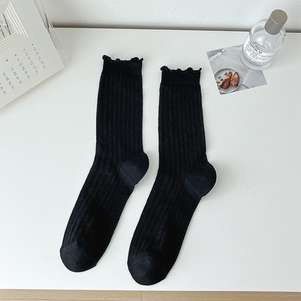 Sweet Solid Color Mesh Mid Tube Socks Lace Ballet Style Lolita Socks Hollow Out Ultra-thin Ultra-thin Socks JK
