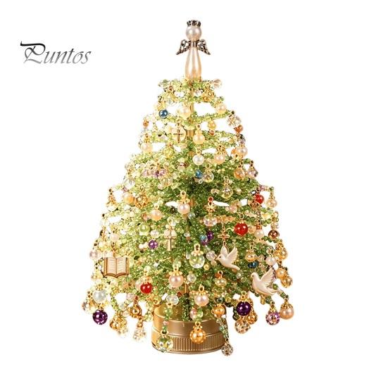 School Holiday Art Supplies DIY Beaded Christmas Tree Kit, Handmade with LED Lights, Decorations Craft Project, Bead Crafting Kit for Adults,